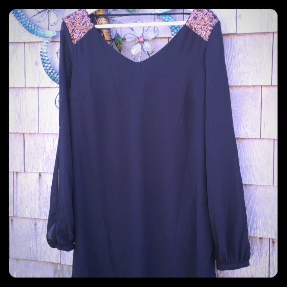 Sequin hearts black dress